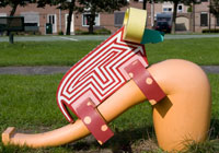 de legendarische stier uit Genemuiden op een pijp, de titel is Leo I, in Genemuiden