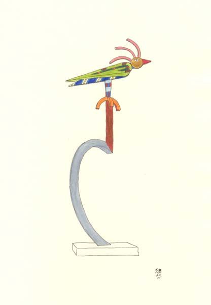 kleurpotlood tekening van het ontwerp, © André Boone