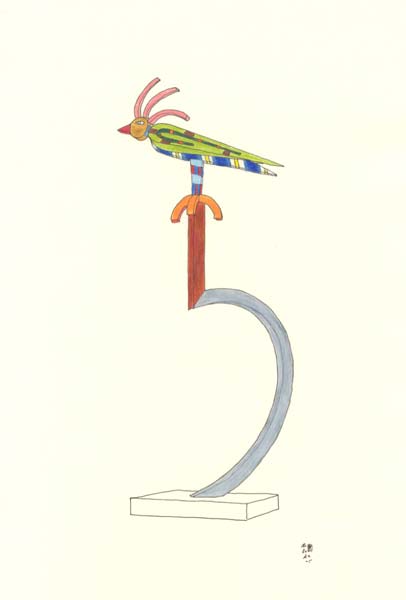 kleurpotloodtekening van het ontwerp, © André Boone