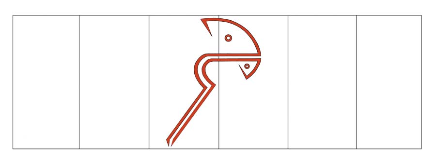 lijntekening en kleurenpotlood, © André Boone