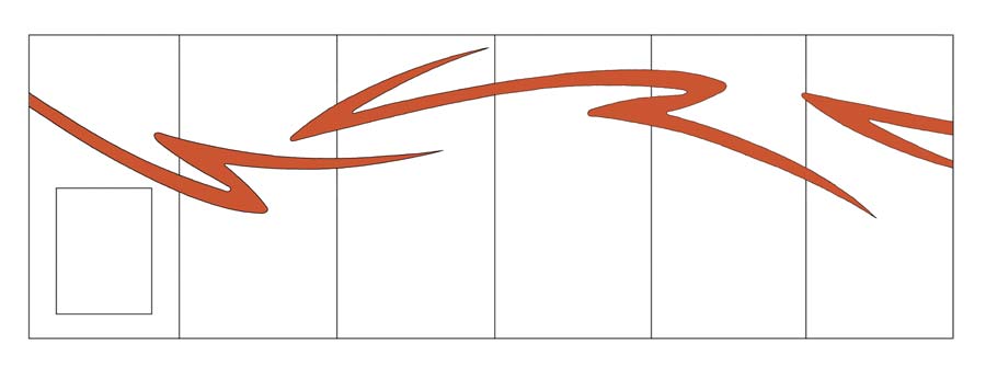lijntekening en kleurenpotlood, © André Boone