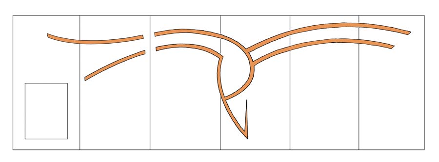 lijntekening en kleurenpotlood, © André Boone