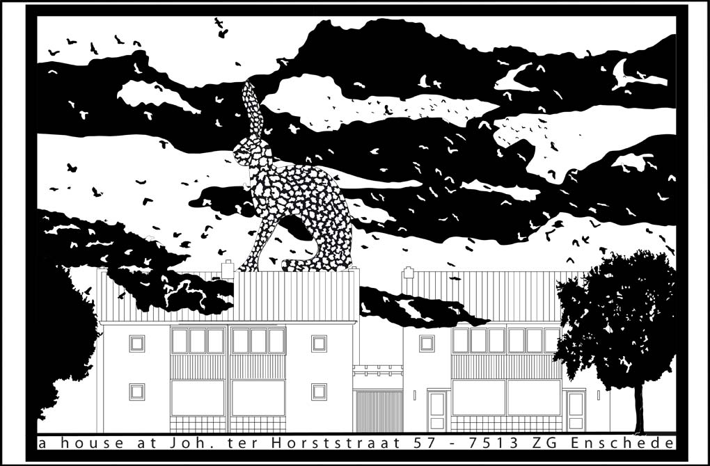 A giraf on the roof