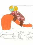 kleurpotloodtekening een stier op een pijp ontwerp voor Genemuiden