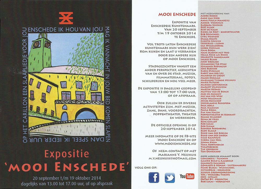 flyer tentoonstelling MOOI ENSCHEDE en de geverfde vogel