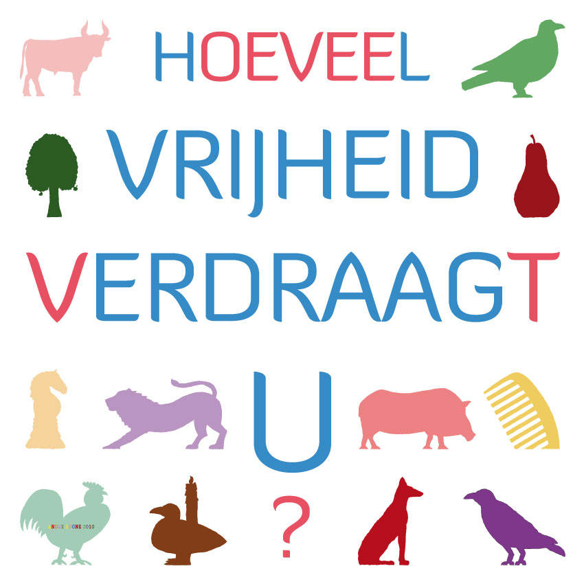 ontwerp stoeptegel met de tekst Hoeveel vrijheid verdraagt u